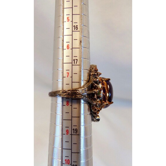 Amethyst-Chrome Diopside Sterling Silver Ring Sz 7.75 Botanical - Picture 6 of 6